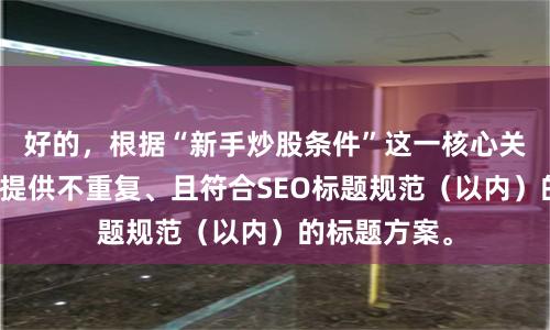 好的，根据“新手炒股条件”这一核心关键词，为您提供不重复、且符合SEO标题规范（以内）的标题方案。